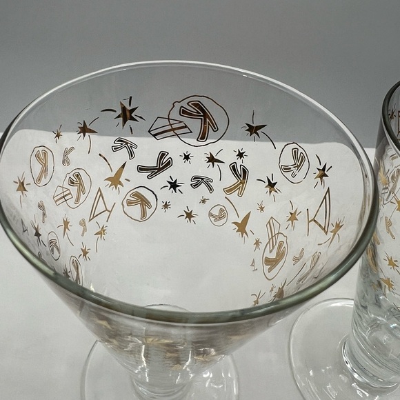 Kahlua Cocktail glasses with gold stars, Rockets, and K's Vintage Set of 2 - Picture 3 of 7